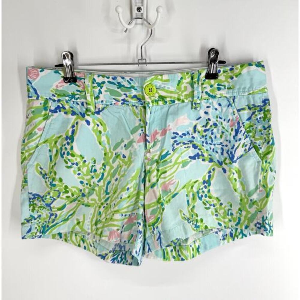 Lilly Pulitzer The Callahan Women's Size 4 Floral Chino Cotton Shorts Beach Vaca